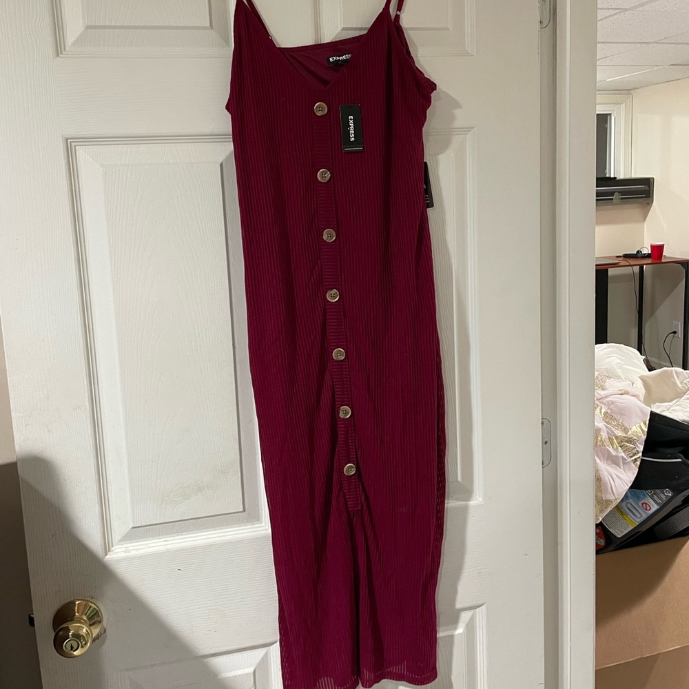 Express button down tank dress lined NWT